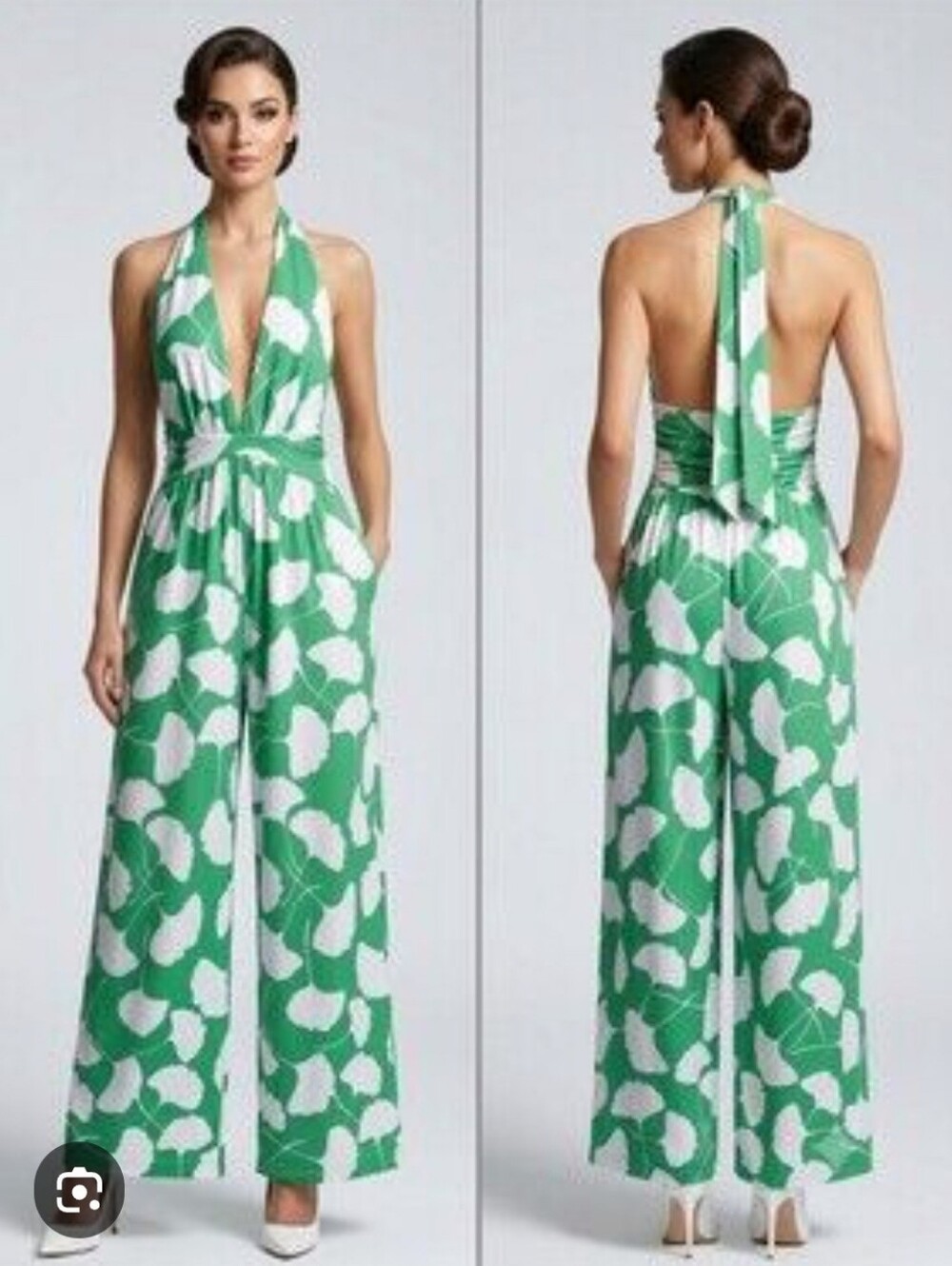 Diane von Furstenberg for Target Ginkgo Leaf Halter Jumpsuit Size XS